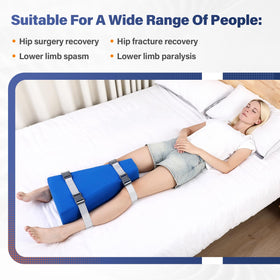 Eizome Hip Abduction Pillow side view with straps ensures secure overnight fit.