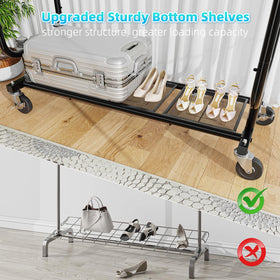 Ekisemio 360-degree wheels on a clothes rack with locks for stability
