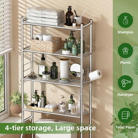 Ekisemio over-toilet shelf with dual toilet paper holders for quick, accessible refills.