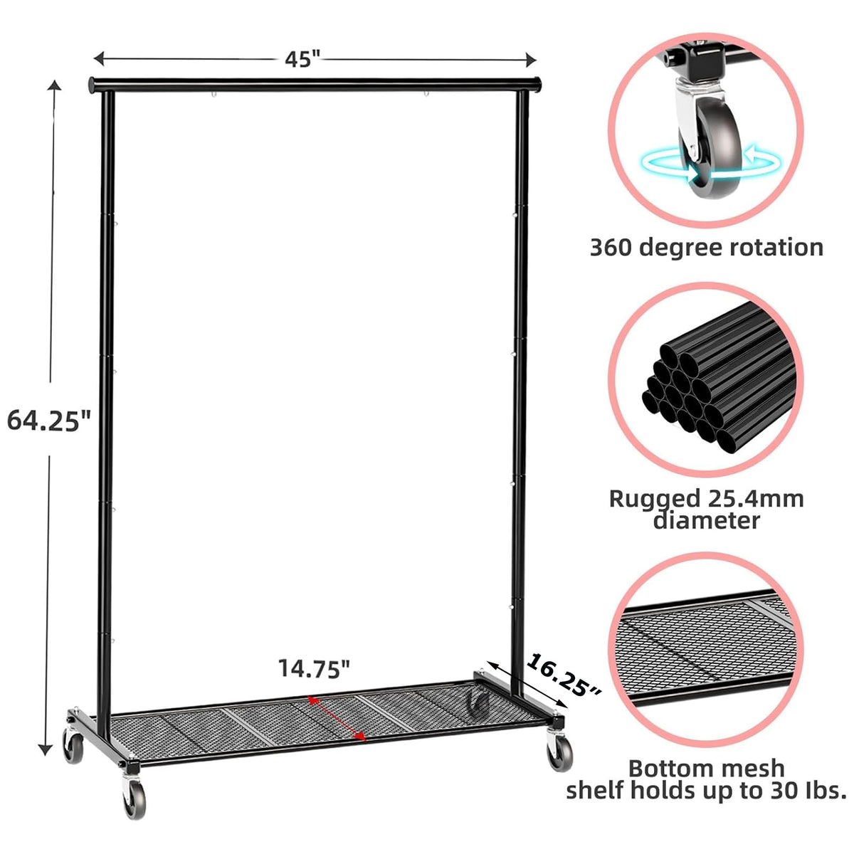 Ekisemio clothes rack assembles in about 15 minutes with included tools.