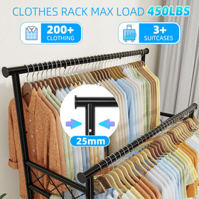 Ekisemio clothes rack with bottom shelves for shoes and storage