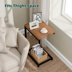 Ekisemio Compact bedside/tray table fits narrow gaps beside bed or couch.