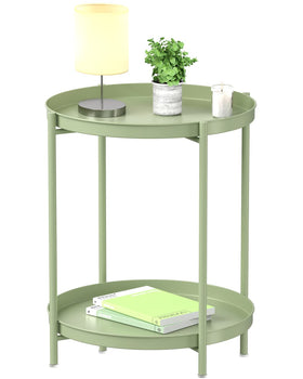 EKNITEY 2 Tier End Table with removable tray for versatile serving.