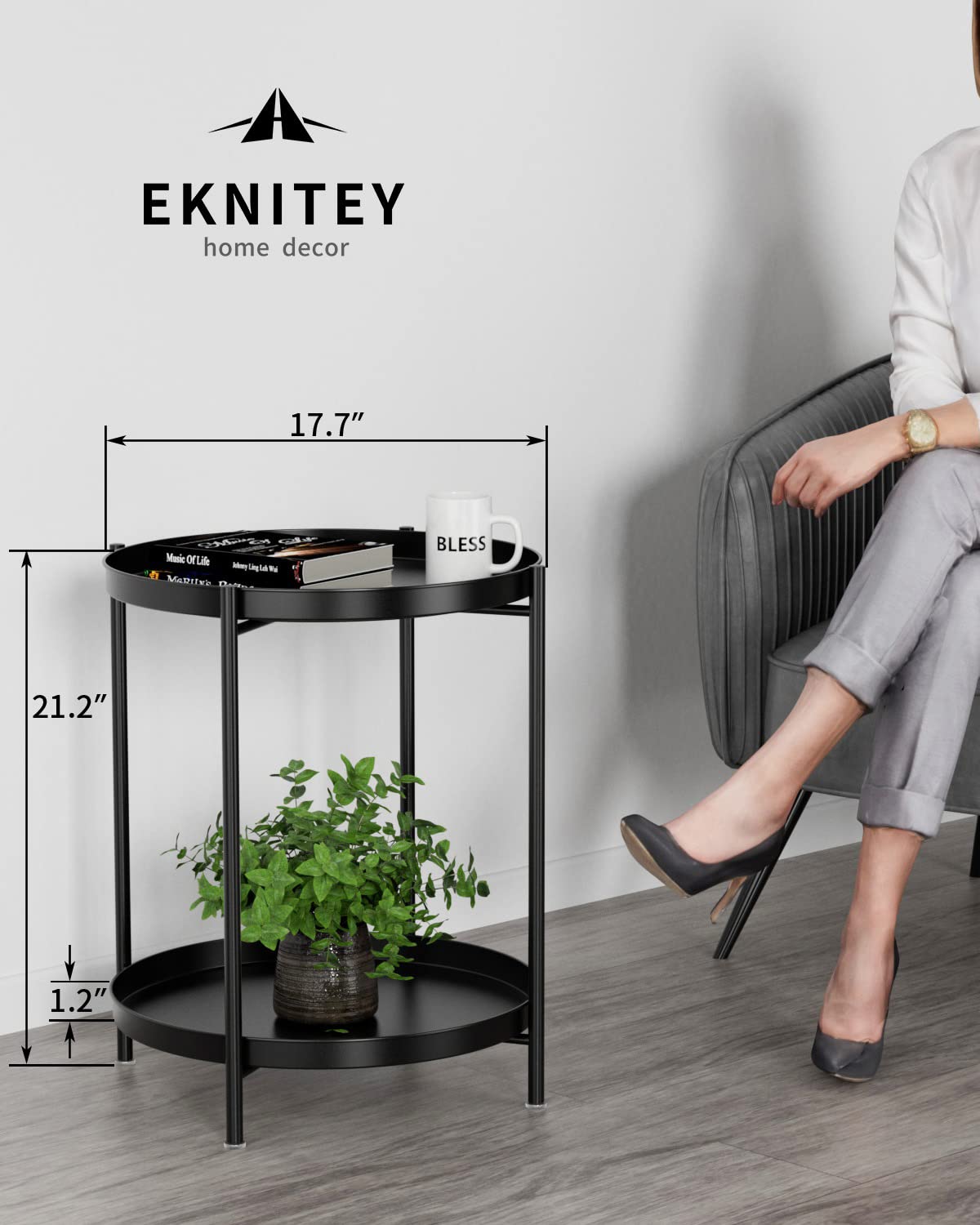 EKNITEY end table with simple assembly and included tools