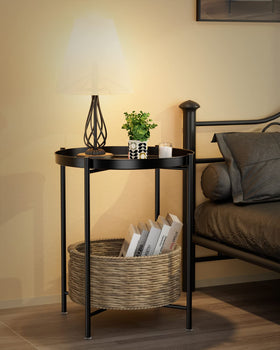 EKNITEY removable tray end table for easy serving beside the sofa.