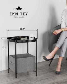 EKNITEY sturdy end table supports up to 40kg for everyday items.