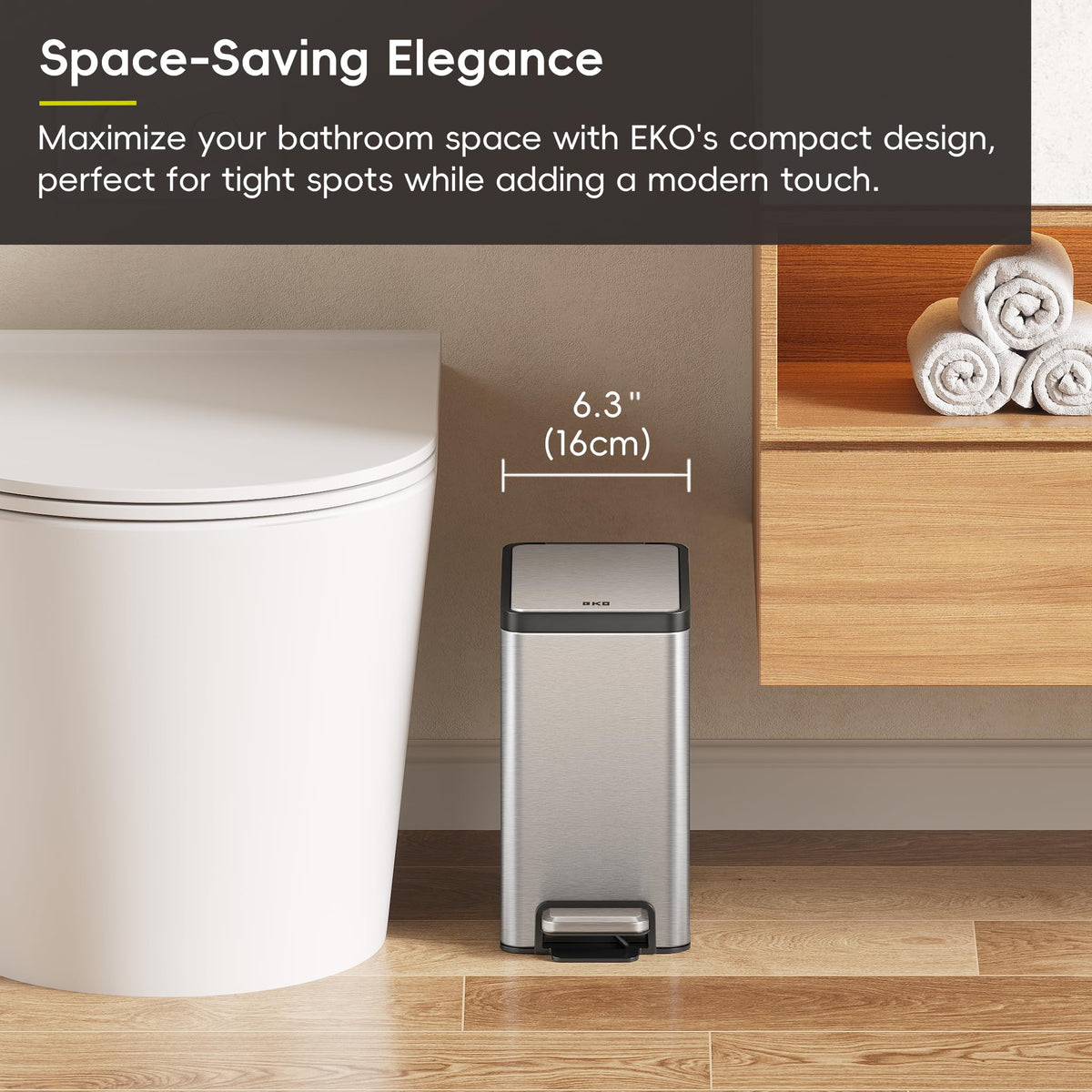 Odor-lock lid feature in EKO 2 Pack helps keep bathrooms fresh