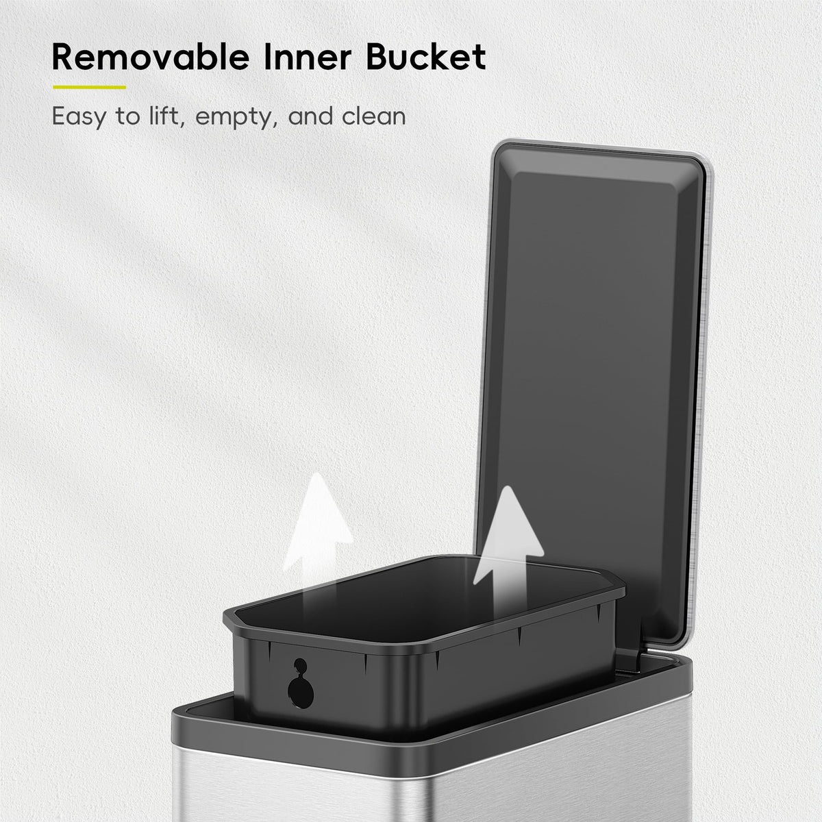 Removable inner bucket in the EKO 2 Pack for easy cleaning
