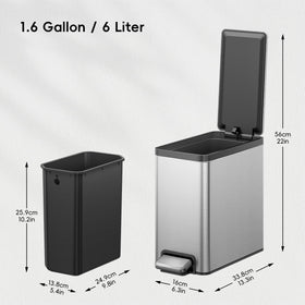 EKO 2 Pack trash can with step-pedal for hands-free disposal in small spaces