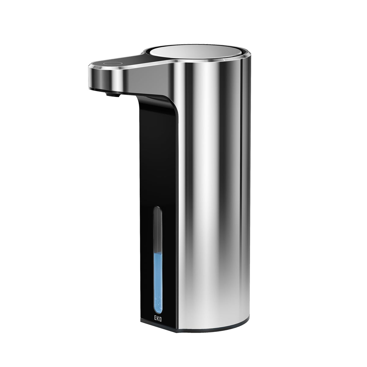 EKO Aroma automatic soap dispenser in chrome at kitchen sink for hygienic hands-free use