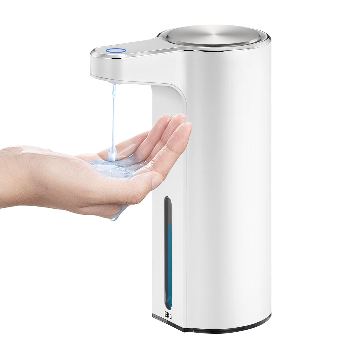 EKO Aroma touchless dispenser front view in white for hygienic use