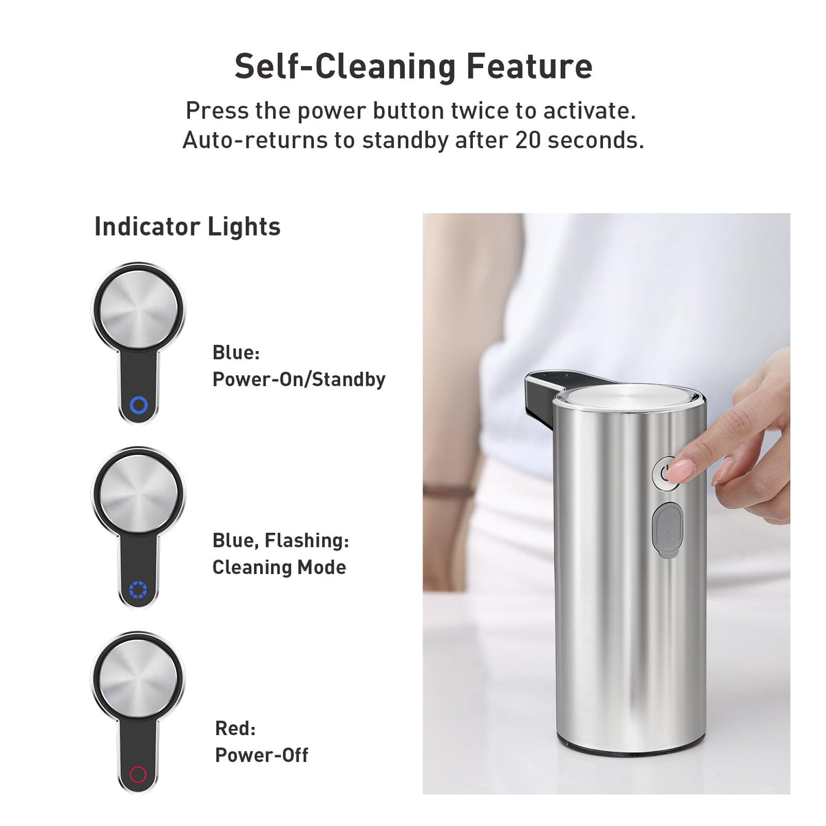 EKO Aroma touchless dispenser with pop-up lid for easy refills