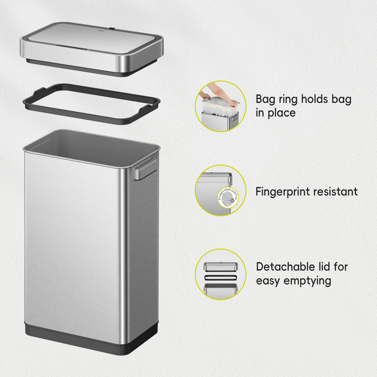 EKO Deluxe Mirage-T 50L hands-free operation for convenient use.