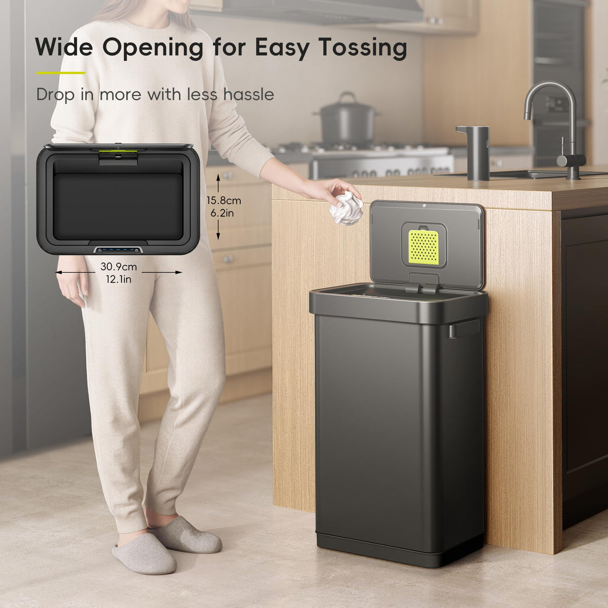 EKO Deluxe Mirage-T top sensor panel enables hands-free operation for cleaner counters.