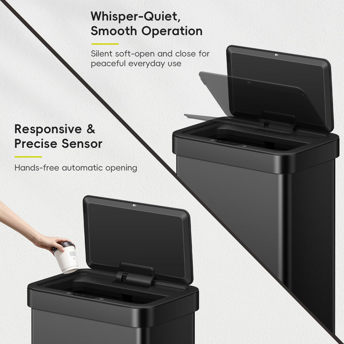 EKO EcoNova anti-slip base keeps the bin stable.