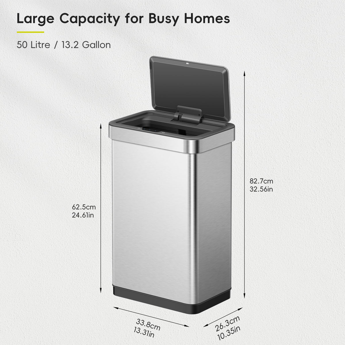 EKO EcoNova sensor-activation highlights touchless operation for hygienic disposal.