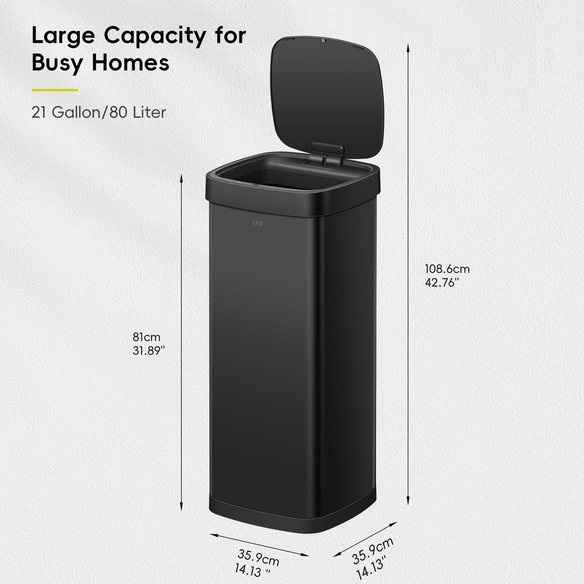 EKO EcoSmart 80L side view in brushed stainless steel for modern kitchen durability