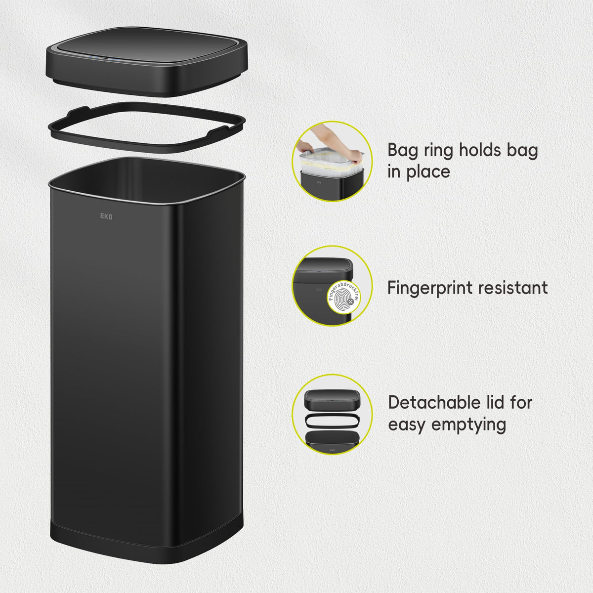 EKO EcoSmart 80L whisper-quiet lid closing scene