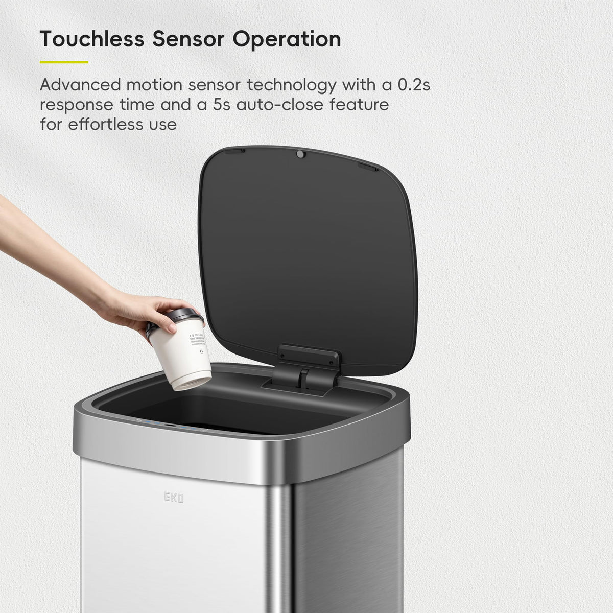 EKO EcoSmart brushed stainless finish resists fingerprints for a clean look