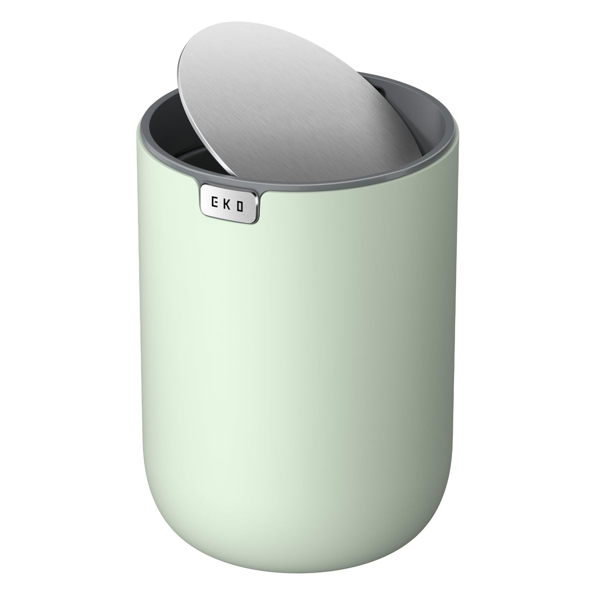EKO Fandy Sage swing-top trash can on countertop keeps space tidy