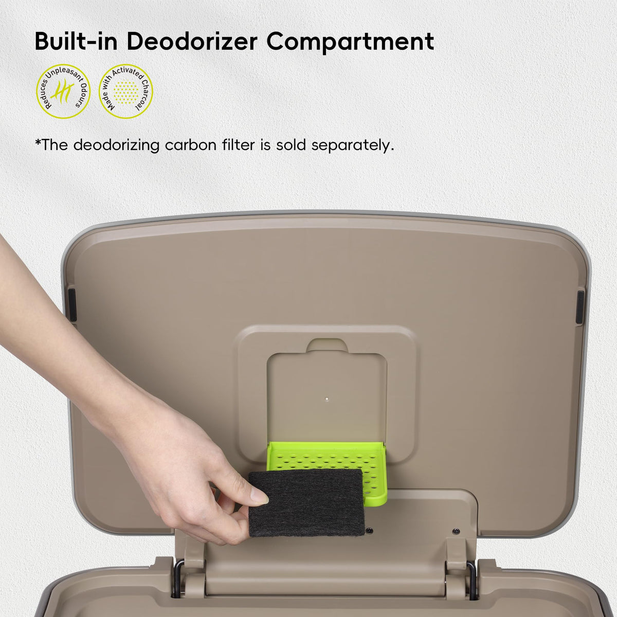 EKO Hudson side compartment view illustrates tidy bag storage for convenience.