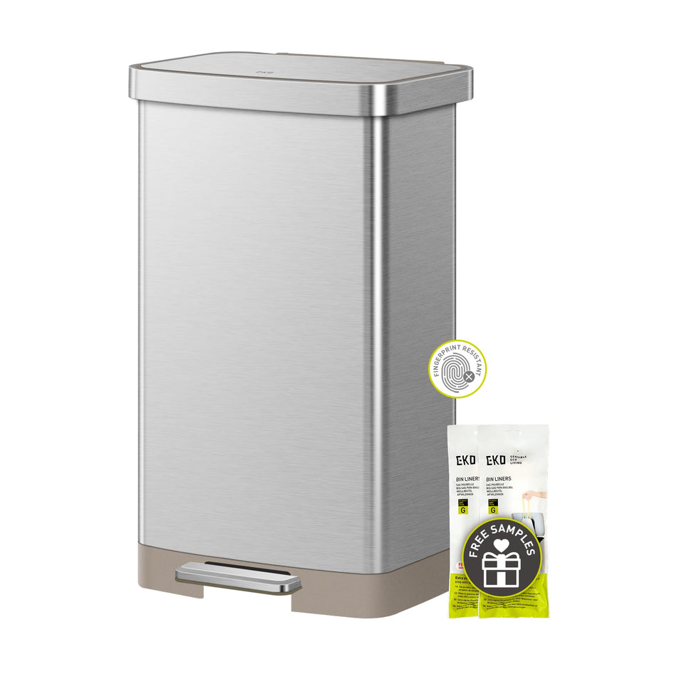 EKO Hudson front view highlights 75L capacity for fewer bag changes.
