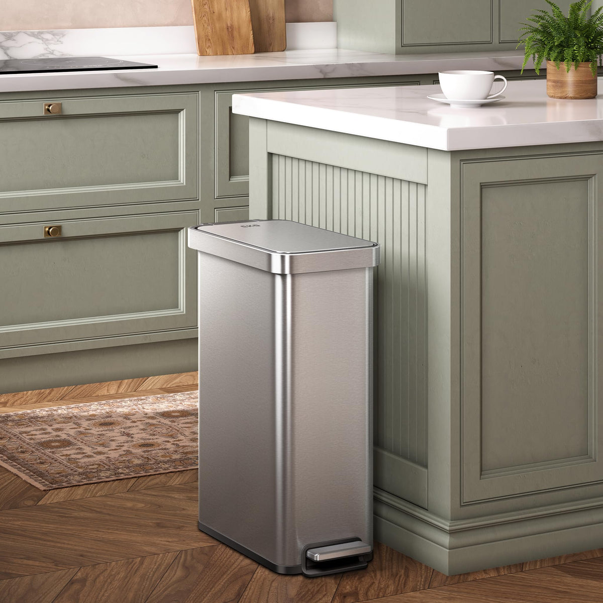 EKO Hudson Slim 50L soft-close lid operates quietly in busy kitchens.