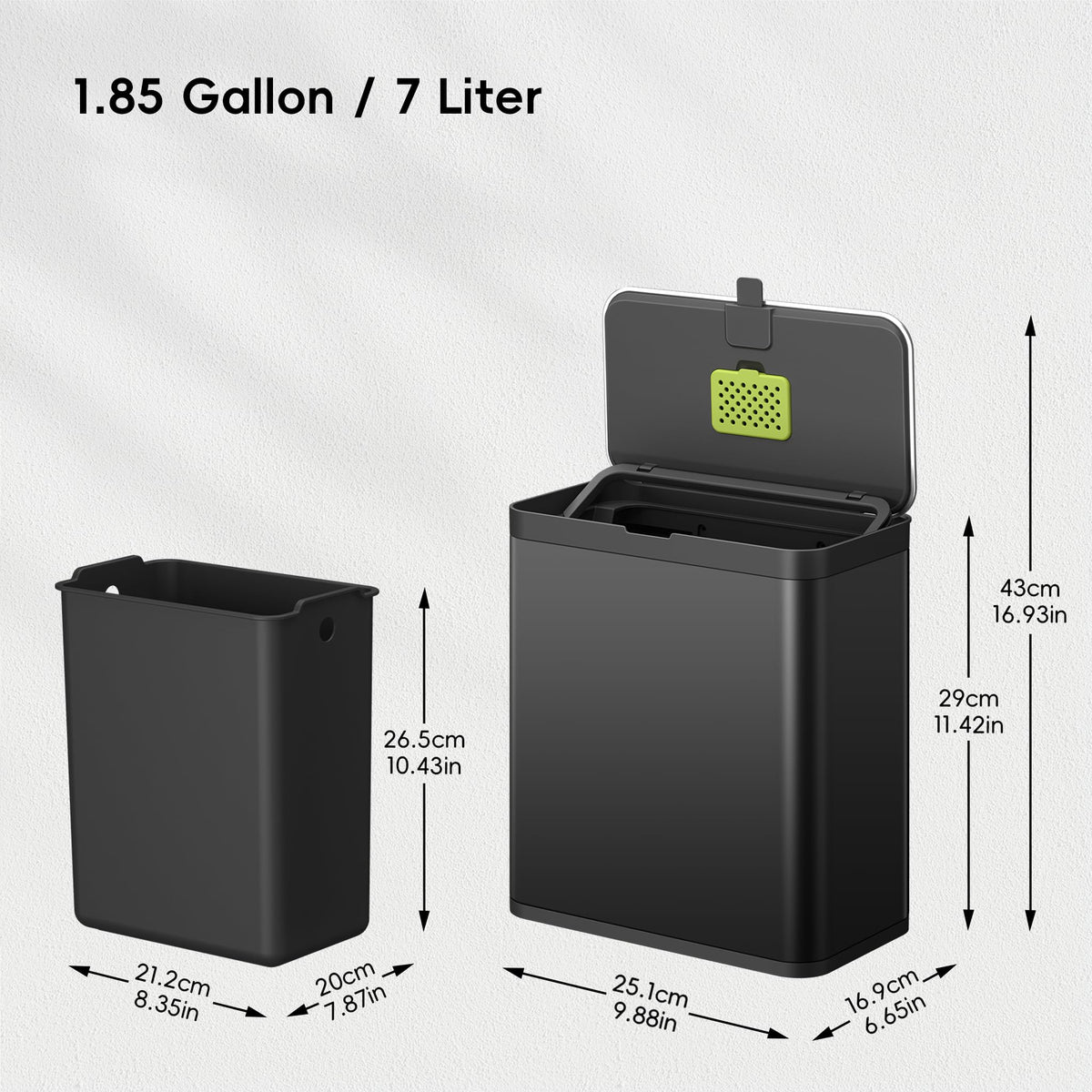 EKO 7L compost bin lid open for easy disposal