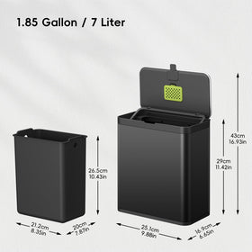 EKO 7L compost bin lid open for easy disposal