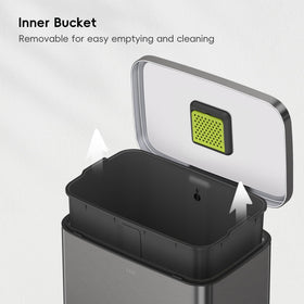 EKO Madison 50L capacity fits recyclables or waste in compact spaces.