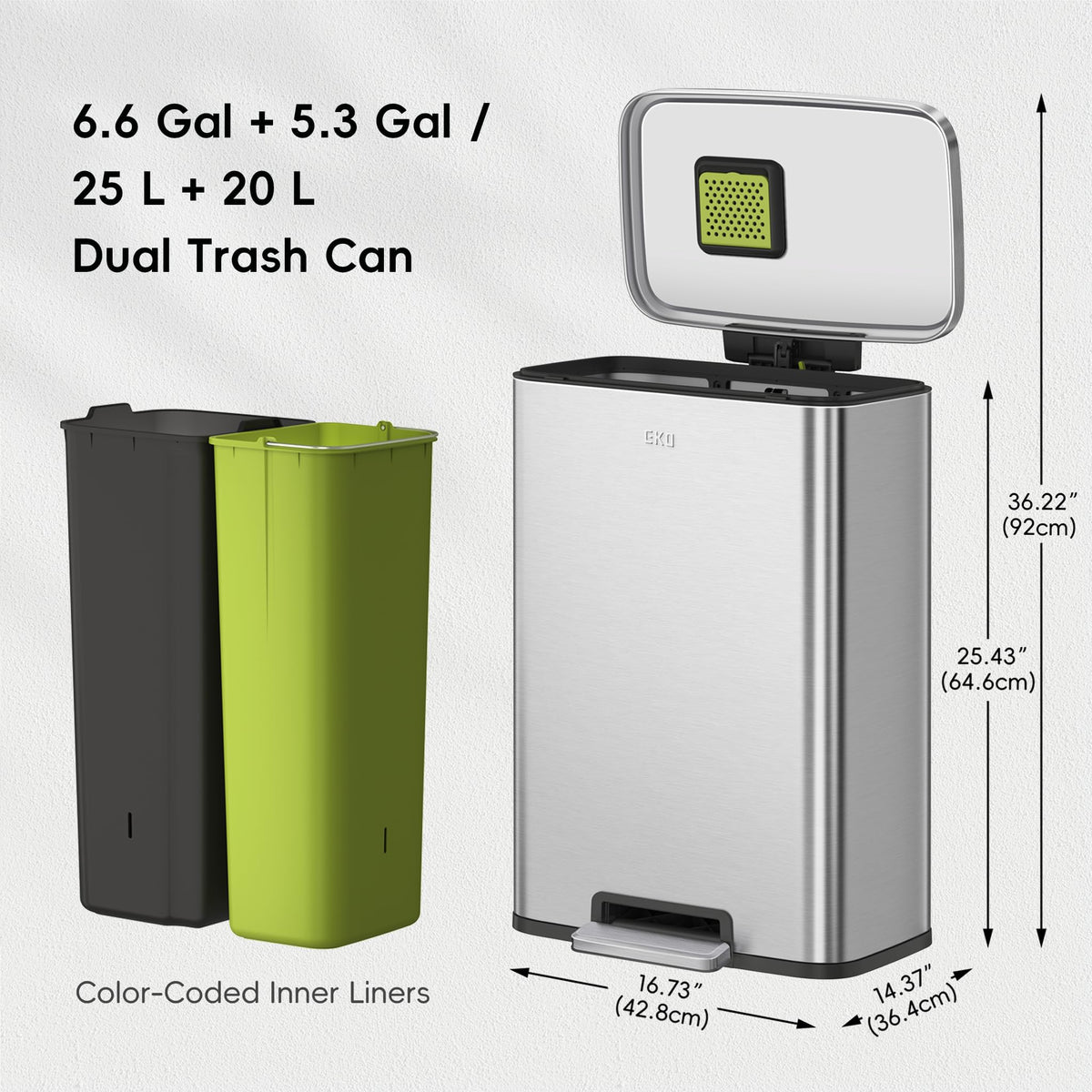 EKO Madison durable stainless steel withstands busy homes and offices.