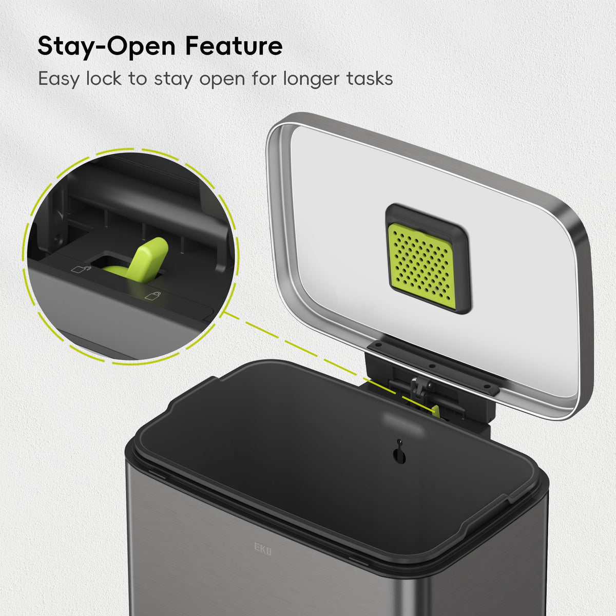 EKO Madison gunmetal finish resists fingerprints for a clean look.