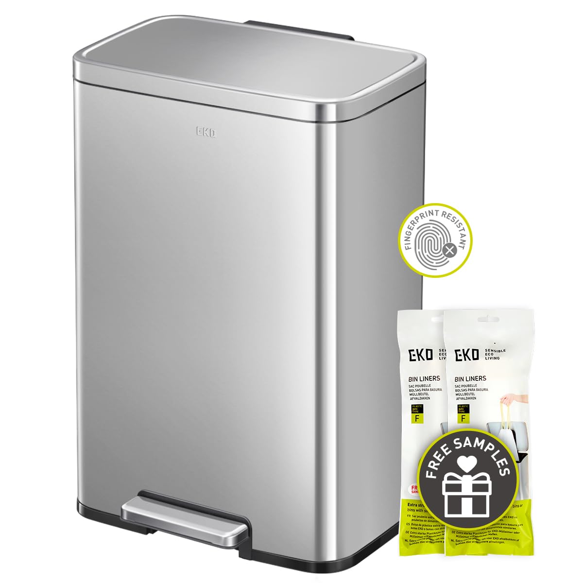 EKO Madison matte stainless 50L front view showing slim profile and capacity