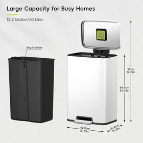 EKO Madison matte white trash can side view showing compact footprint.