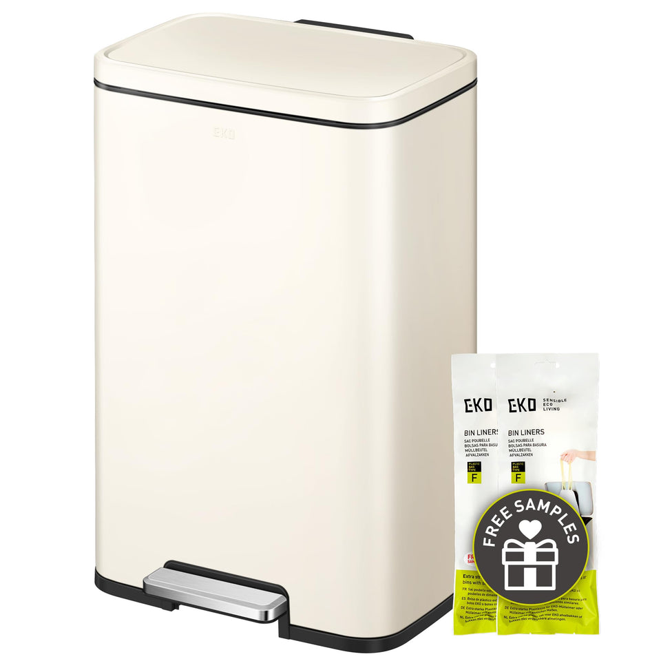 EKO Madison 50L trash can front view showing ample capacity for daily waste