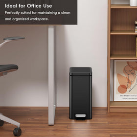 90-degree stay-open lid aids longer tasks in EKO trash can.