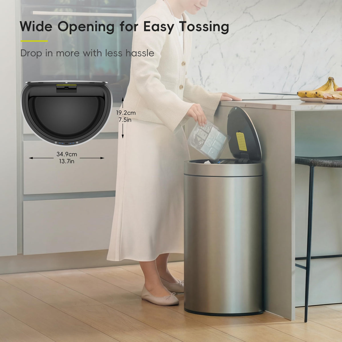 EKO Mirage 47L capacity interior for daily kitchen waste.