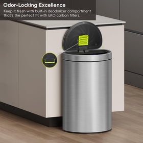 EKO Mirage space-saving semi-round design fits tight kitchen corners.