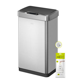 EKO Mirage-T 50L sensor trash can in brushed stainless with clean, fingerprint-resistant surface