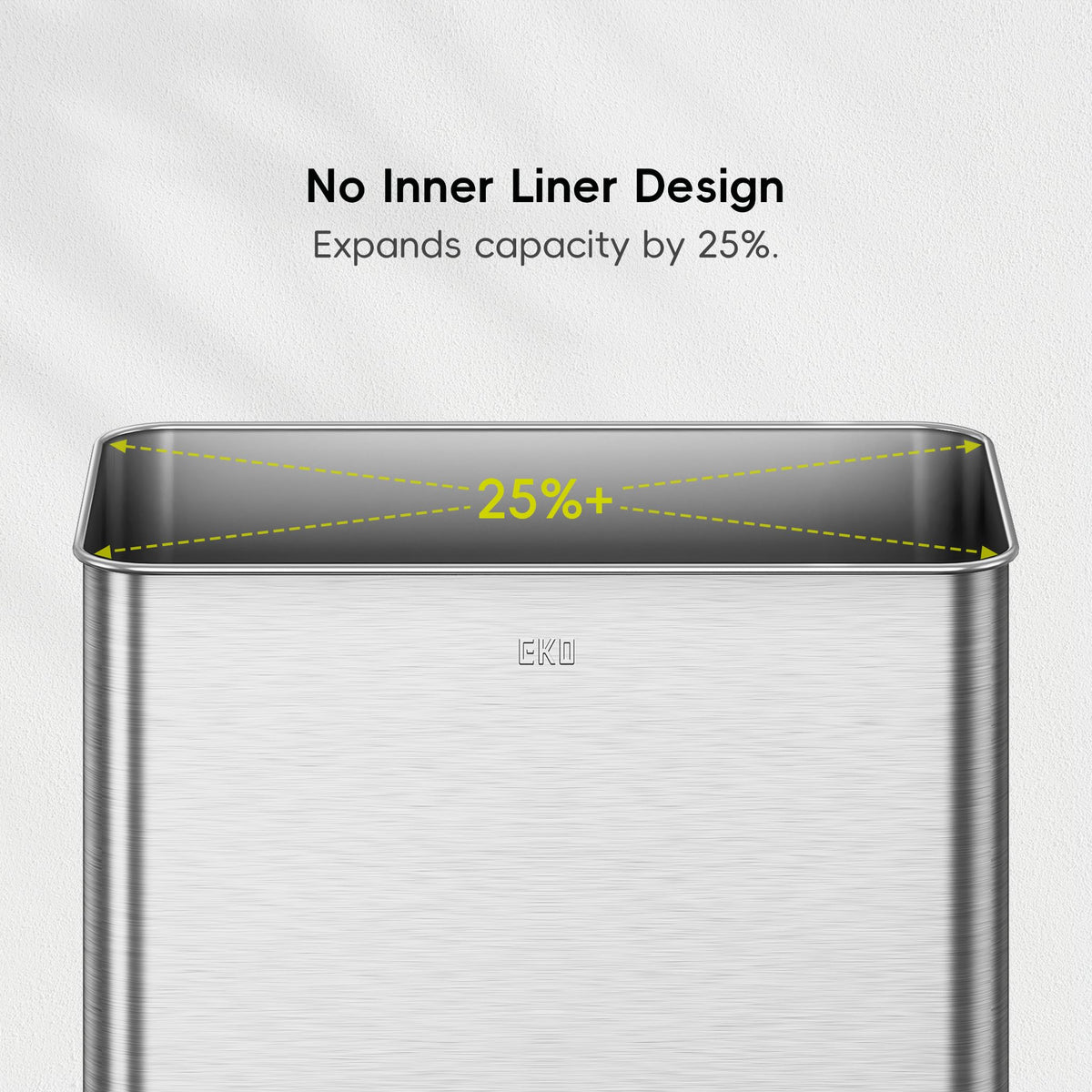 EKO Mirage X removable inner ring helps secure and remove waste bags.