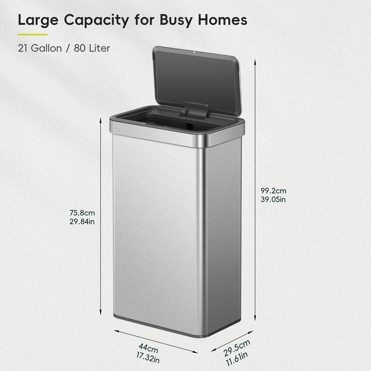 EKO Nova sensor trash can matte finish reducing fingerprints in use
