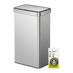 EKO Nova sensor trash can front view with matte finish and fingerprint resistance