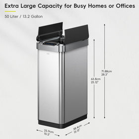 EKO Phantom-T 50L top view with motion sensor lid for touchless use.