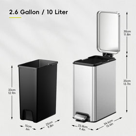 EKO small trash can with steel step-pedal for hands-free use.