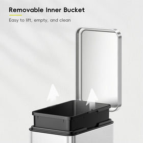 Removable inner bucket inside the EKO can for easy bag changes.