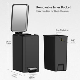 EKO 10L matte black stainless steel can with removable inner bucket.