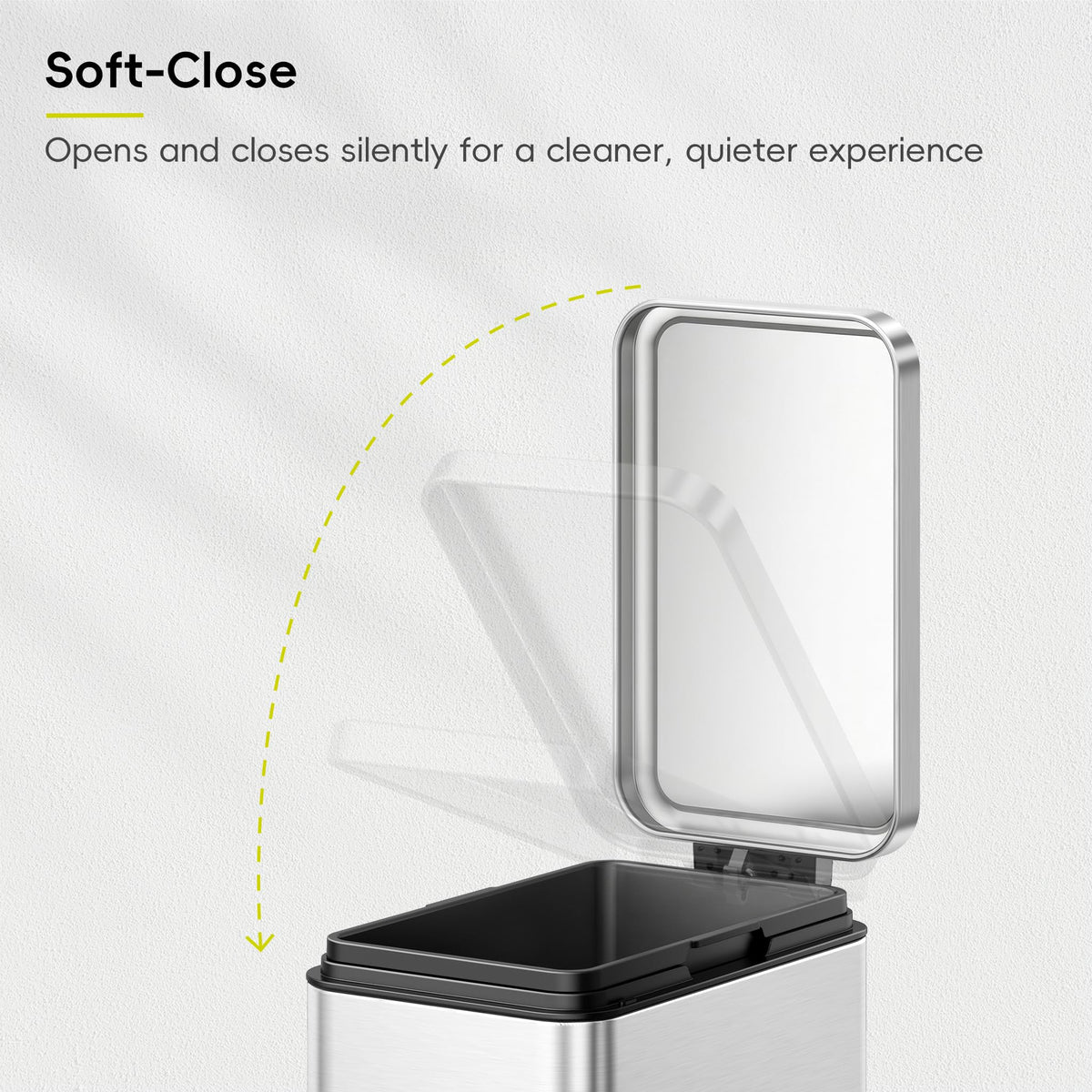90-degree stay-open lid for extended tasks and convenient disposal.