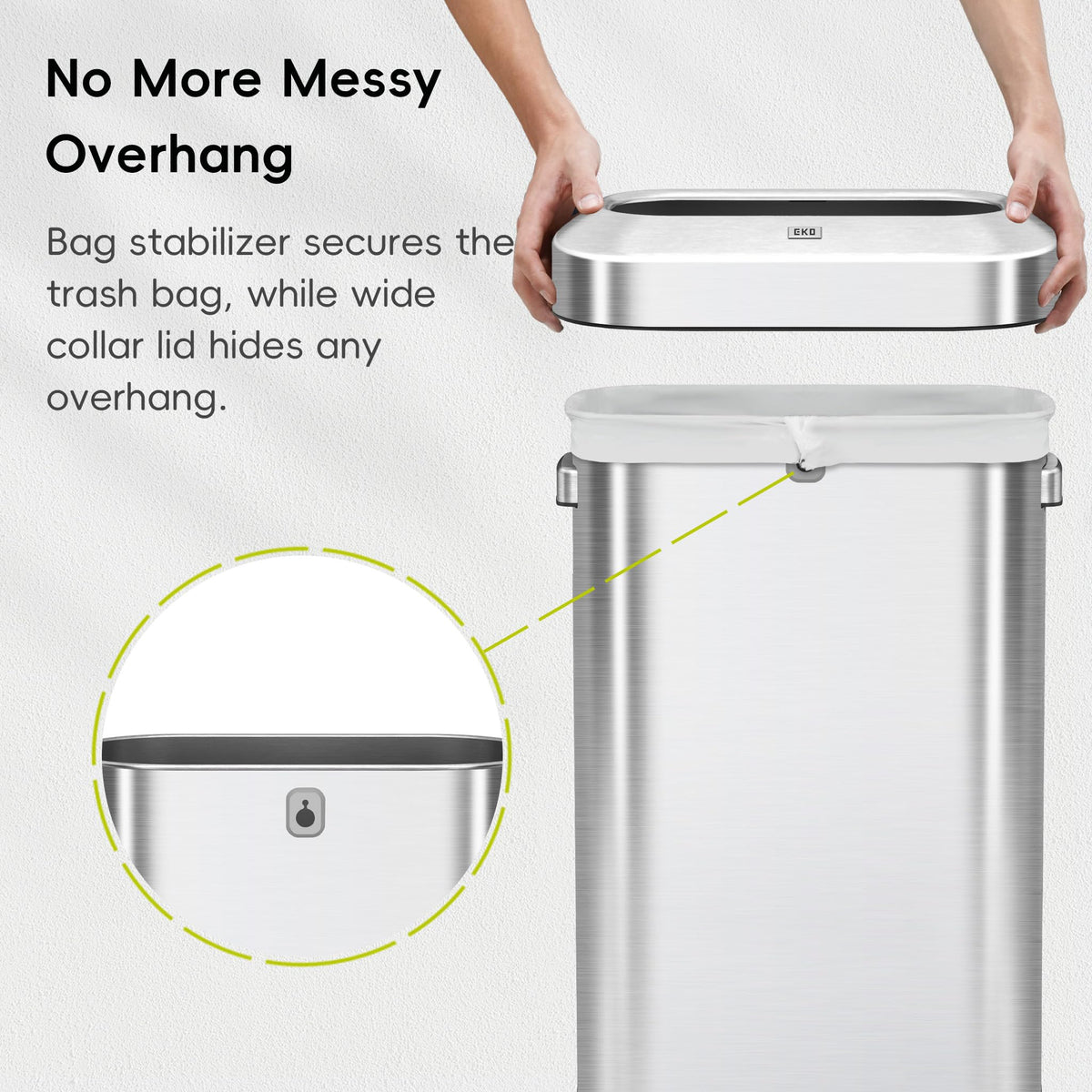 EKO Urban slim vertical design fits against the wall to save space.