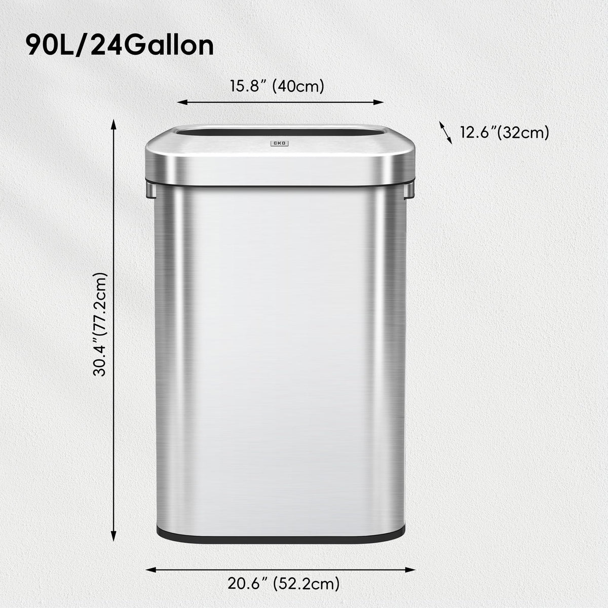 EKO Urban wide lid conceals bags for a cleaner, organized look.