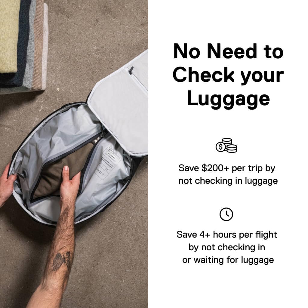 USB-C pump provides multiple compression sessions for hotel room packing.